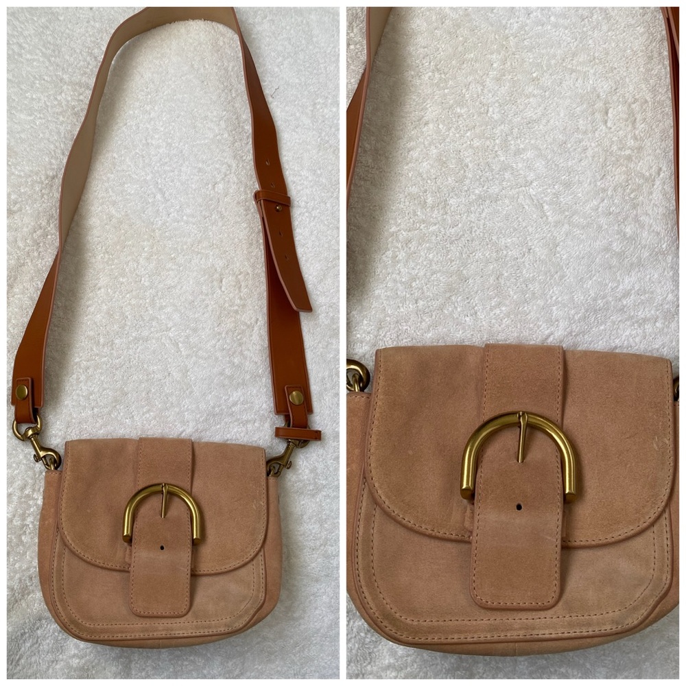 J.Crew Crossbody Buckle Tan Suede Bag